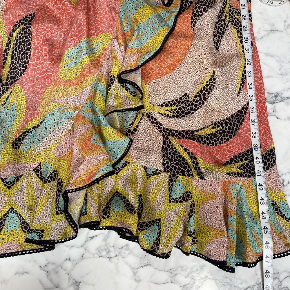 Anthropologie BHANUNI by Jyoti Kathryn Ruffled Wrap Maxi Dress Mosaic Size 16 - Picture 12 of 14